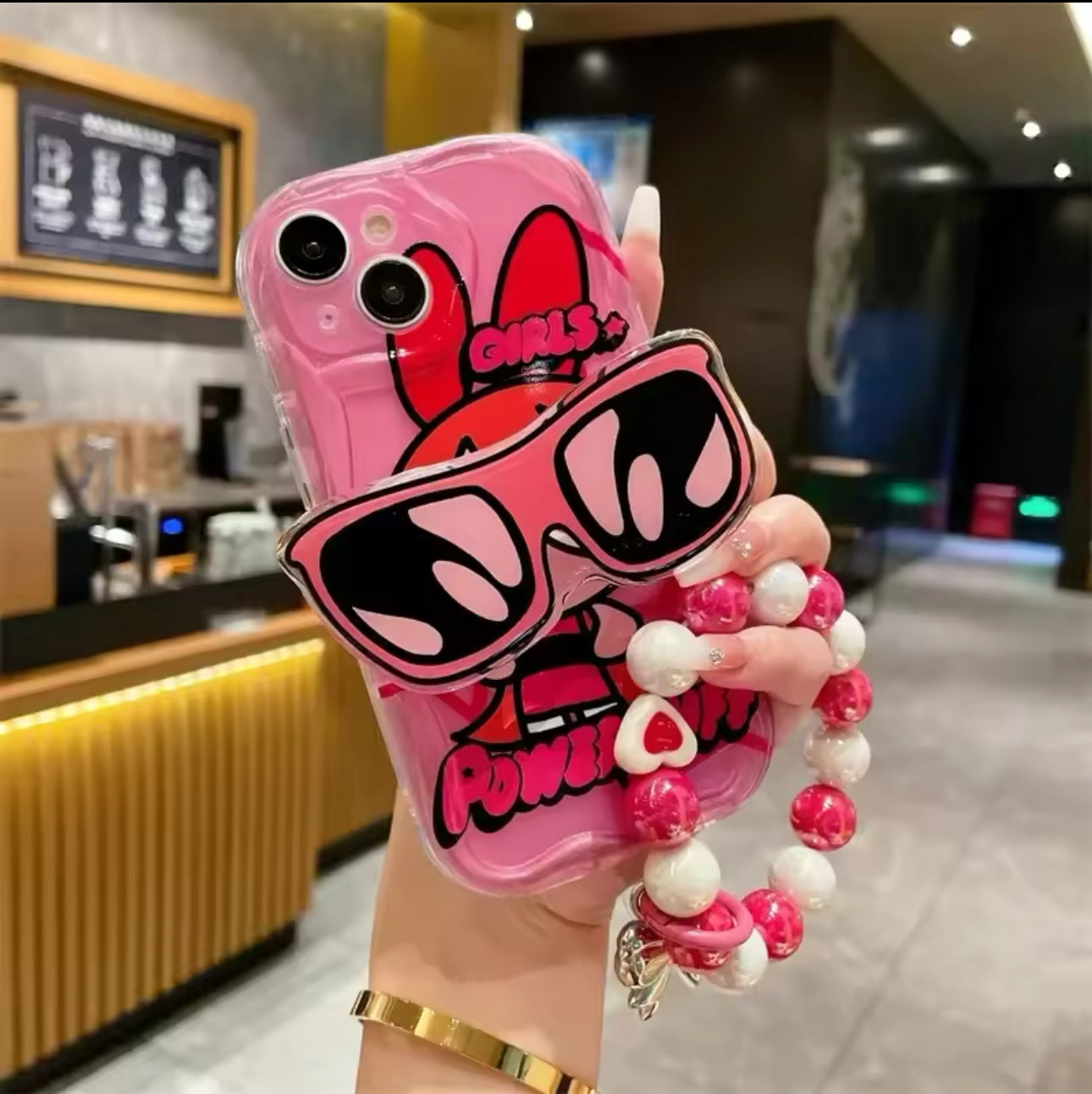 Powerpuff Girls Clear Plastic Phone Case - Waterproof with Cute Sunglasses, Charm & Free Stickers, Animated Design for iPhone Users Protective Smartphone Cover