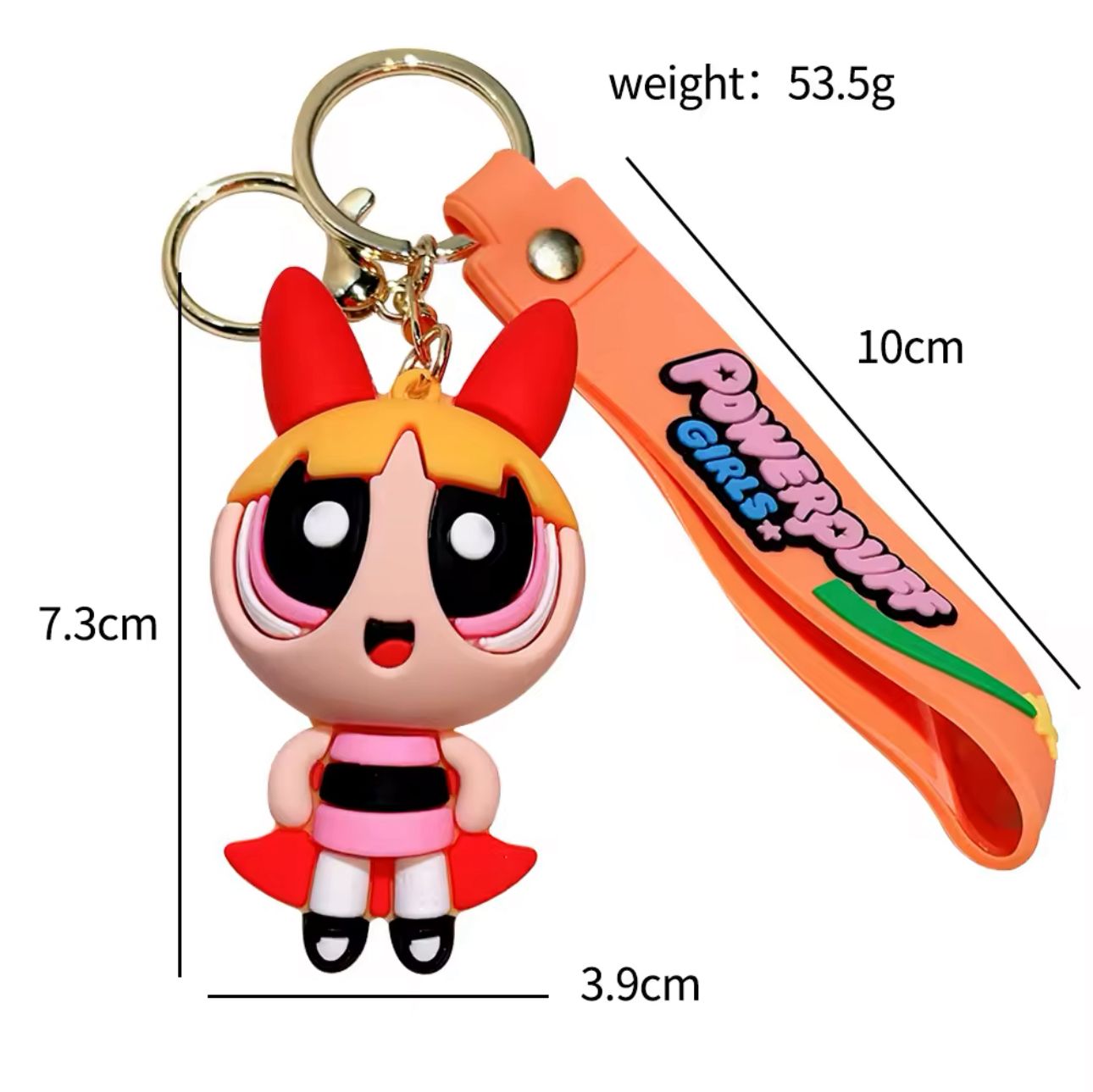 Nostalgic Powerpuff Girls Cute Silicone Doll Keychain with Keyring.