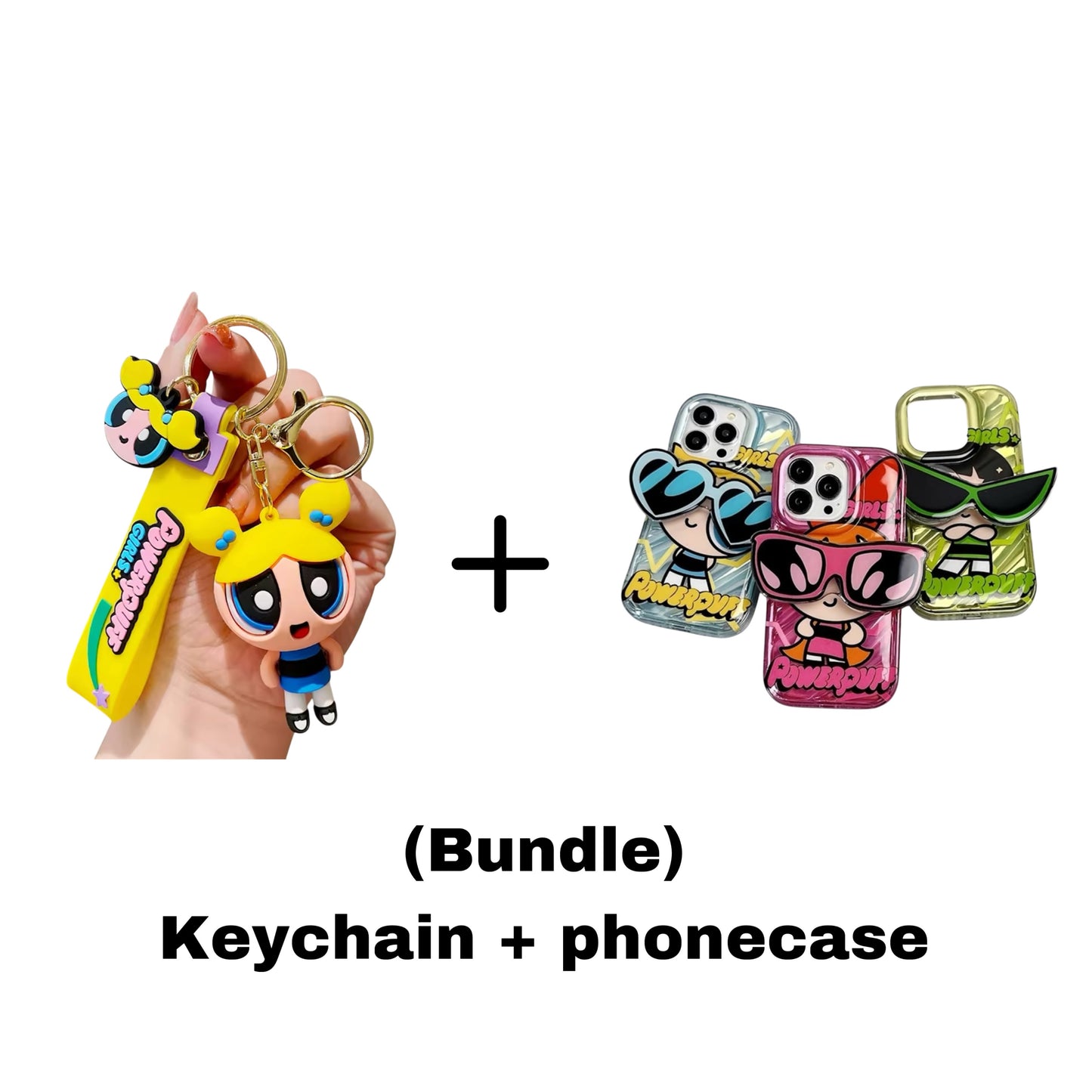 Powerpuff Girls Phone Case and Powerpuff Keychain Bundle