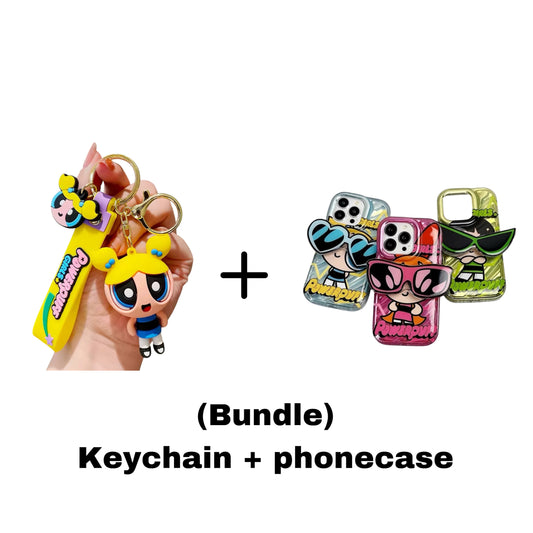 Powerpuff Girls Phone Case and Powerpuff Keychain Bundle