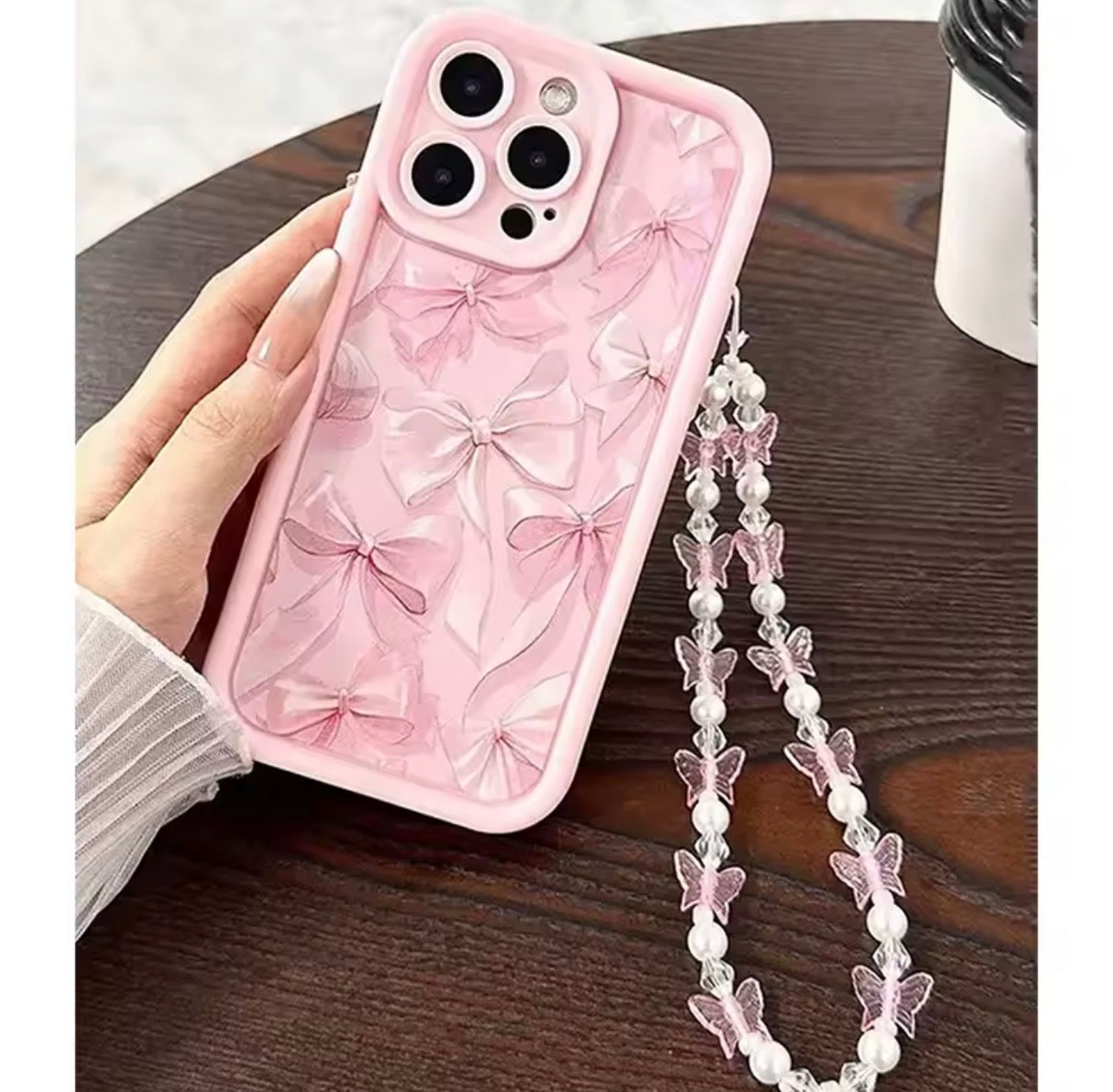 Pink Bow Pattern Silicone Phone Case For iPhone 16 17 Pro Max 15 14 13 12 11 Pro Max 16E X XS XR 7 8 Plus Butterfly Charm Cover